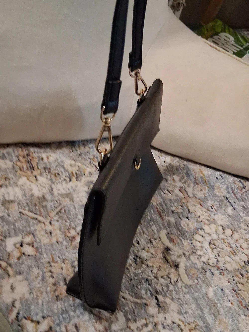 Classic Black Leather Crossbody Bag by Anthropologie